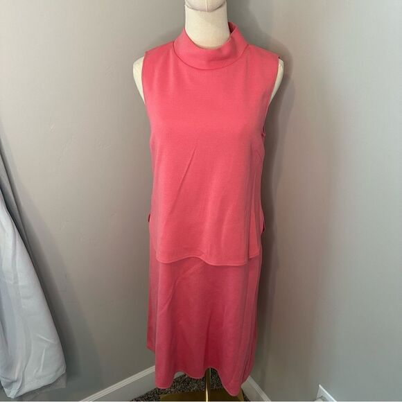 [St John] Pink Creep Knit Sleeveless Dress - Size 10 - Picture 1 of 9